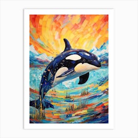 Orca Whale Impasto Colourful Swirls Art Print