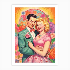 Valentines Day Vintage Couple Kitsch 1 Art Print