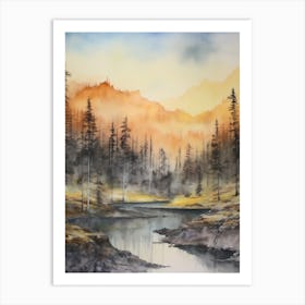 Autumn Forest Landscape Yellowstone National Park 2 Art Print