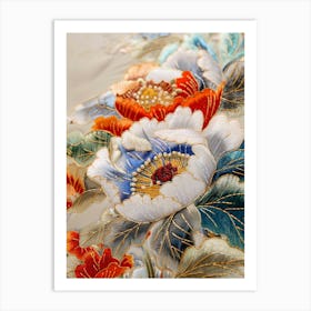 Asian Floral Embroidery Art Print