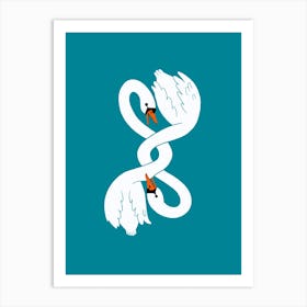 Fighting Swans Art Print
