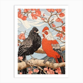 Art Nouveau Birds Poster Chicken 3 Art Print