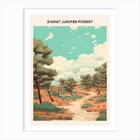 Ziarat Juniper Forest Midcentury Travel Poster Art Print