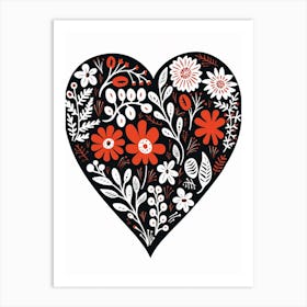Floral Folky Heart 2 Art Print