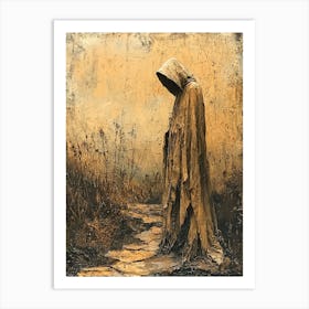 Mysterious Hooded Figure – Textured Dark Fantasy Art Print Art Print