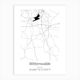 Mittenwalde,Germany Minimalist Map Art Print