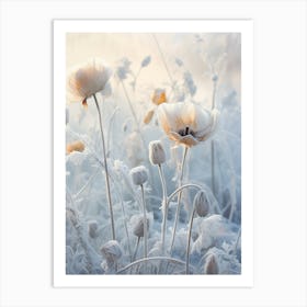 Frosty Botanical Poppy 2 Art Print