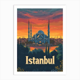 Aihrgdesign A Retro Travel Poster For Istanbul Featuring The 4 Art Print