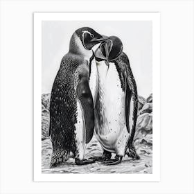 King Penguin Preening Their Feathers 3 Art Print