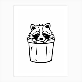A Minimalist Line Art Piece Of A Honduran Raccoon 1 Art Print