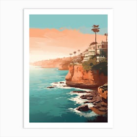 La Jolla Cove San Diego California Mediterranean Style Illustration 1 Art Print