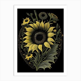 Black Eyed Susan Wildflower Vintage Botanical 1 Art Print