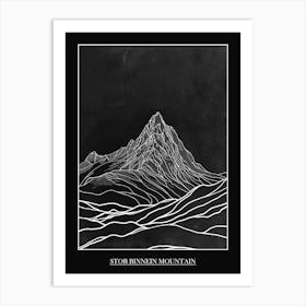 Stob Binnein Mountain Line Drawing 4 Poster Art Print