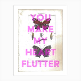 You Make My Heart Flutter Vintage Butterfly Art Print