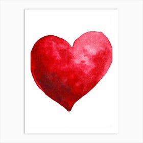 Red Heart Watercolor Painting Art Print