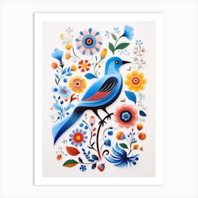 Scandinavian Bird Illustration Bluebird 4 Art Print