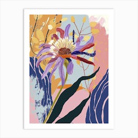 Colourful Flower Illustration Asters 5 Art Print