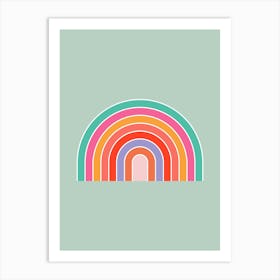 Colorful Rainbow Mint Green Art Print