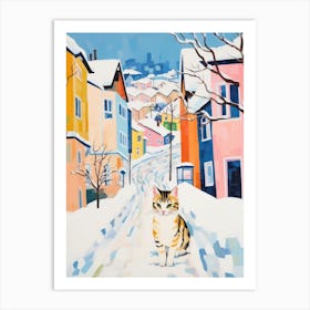 Cat In The Streets Of Troms   Norway With Snow 1 Art Print