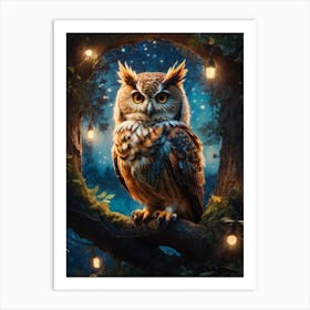 Owl In The Night Art Print