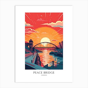 Peace Bridge, Canada, Colourful 4 Travel Poster Art Print