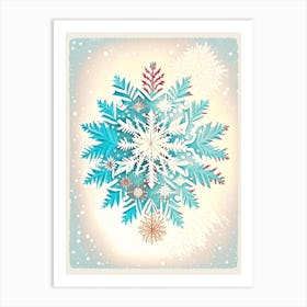 Cold, Snowflakes, Vintage Sketch 1 Art Print