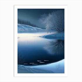 Frozen Lake Waterscape Crayon 2 Art Print