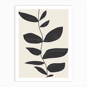 Minimal Plant Cream Black Art Print