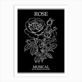 Rose Musical Line Drawing 4 Poster Inverted Art Print
