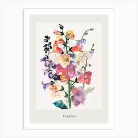 Foxglove 2 Collage Flower Bouquet Poster Art Print