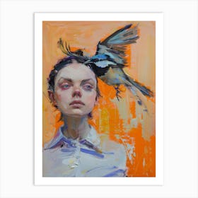 Bird On The Head Art Print