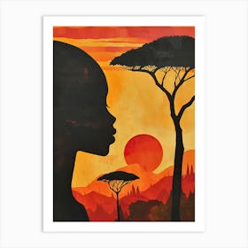 Silhouette Of African Woman Art Print