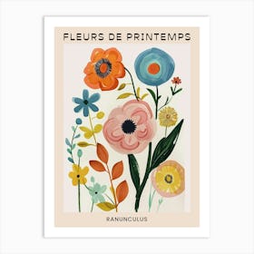 Spring Floral French Poster  Ranunculus 3 Art Print