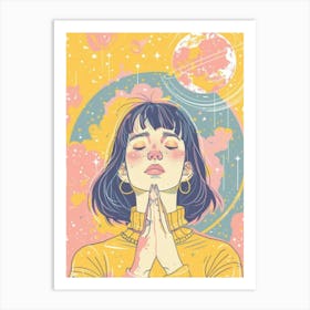 Portrait Of A Girl Praying meditation Art Print