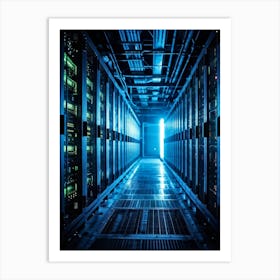 Abandoned Data Center Featuring Racks Filled With Mainframes And Servers Intricate Electronic Hardw (3) Art Print