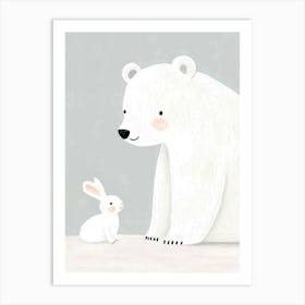 Polar Bear And Rabbit, Nursery Wall Art for Kids Art Print