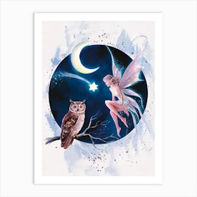 Fairy And Owl Art Print