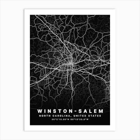 Winston Salem North Carolina Usa Black Map Poster