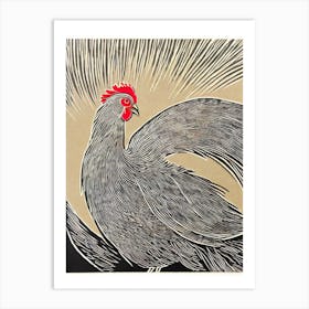Chicken 2 Linocut Bird Art Print