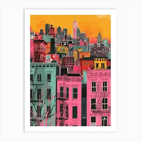 Harlem New York Colourful Silkscreen Illustration 4 Art Print