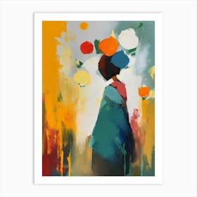 Woman With Flowers Style Abstract Art Print