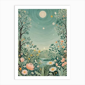 Moonlight In The Secret Garden Art Print