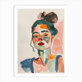 Watercolor Portrait of a Woman Art Print