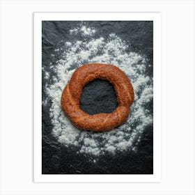 Turkish simit, freshly baked — Food kitchen poster/blackboard, photo art Art Print