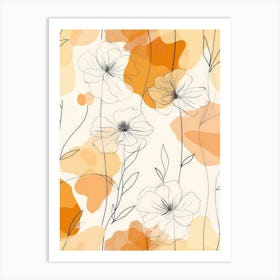 Orange Flower Pattern Art Print