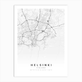 Helsinki Uusimaa Finland White Map Art Print