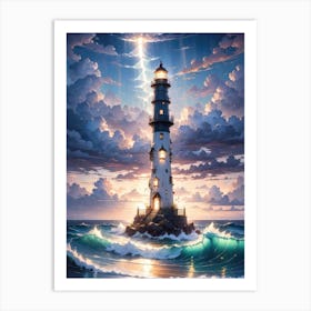 A Lighthouse In The Middle Of The Ocean 39 Art Print