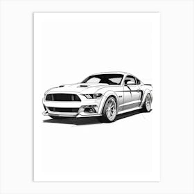 Ford Mustang Line Drawing 18 Art Print