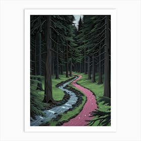 Pink Road In The Forest Art Print