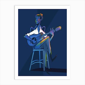 Blues Man Playing Guitar Art Print